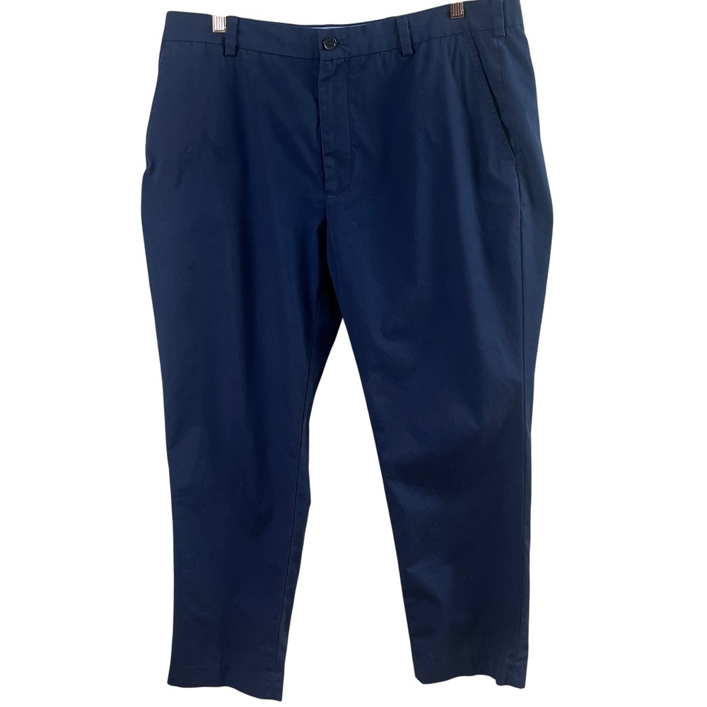 Brooks Brothers Clark Chino Blue Flat Front Stretch Pants 38x30 (Actual 37x29)